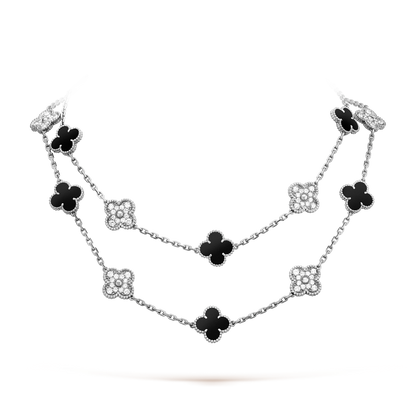 [Luna Brilliance]CLOVER 20 MOTIFS ONYX DIAMOND SILVER