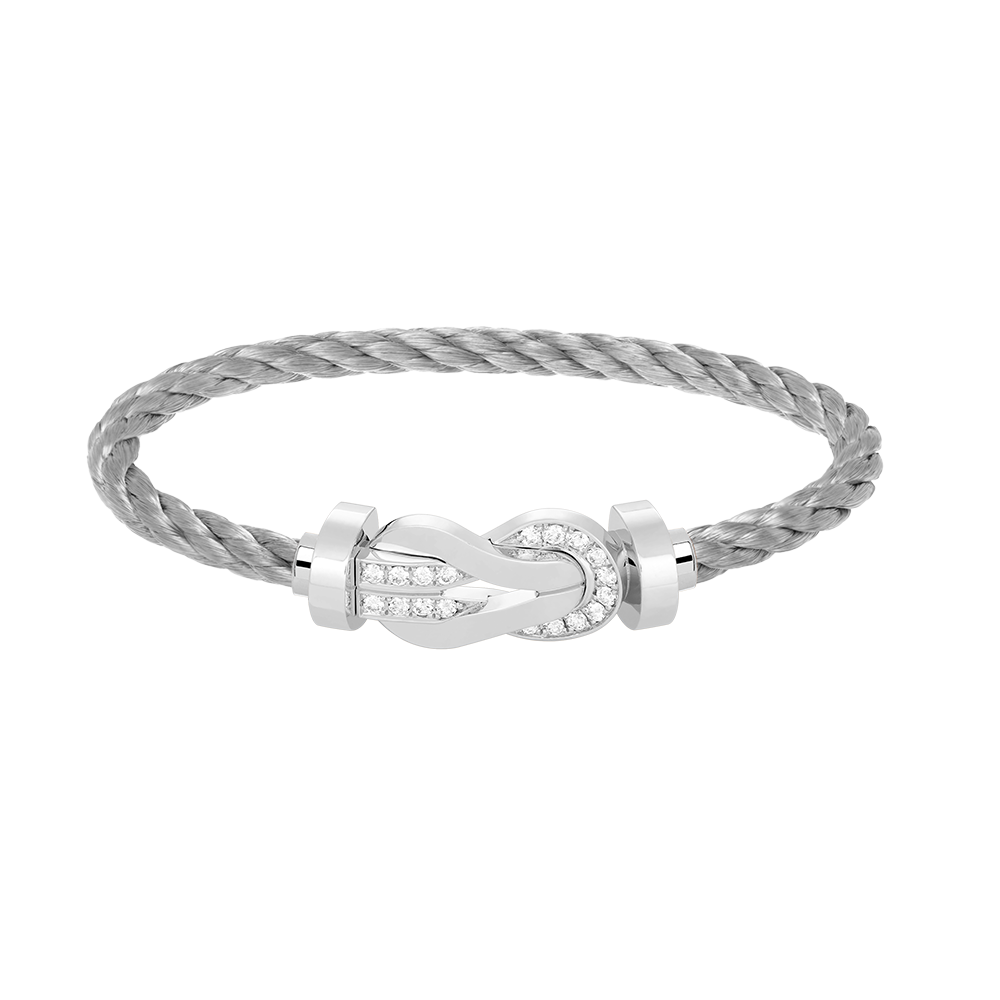 [Lunabriance]CHANCE LARGE 8 FIGURE BUCKLE HALF DIAMOND BRACELET SILVER