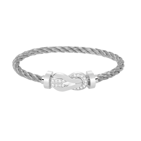 [Luna Brilliance]CHANCE LARGE 8 FIGURE BUCKLE HALF DIAMOND BRACELET SILVER