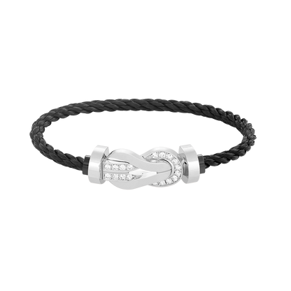 [Lunabriance]CHANCE LARGE 8 FIGURE BUCKLE HALF DIAMOND BRACELET SILVER