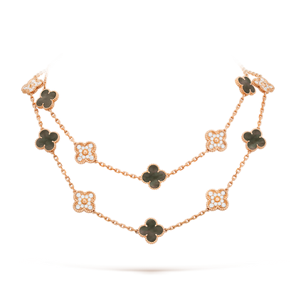 [Luna Brilliance]CLOVER 20 MOTIFS DARK MOP DIAMOND  NECKLACE