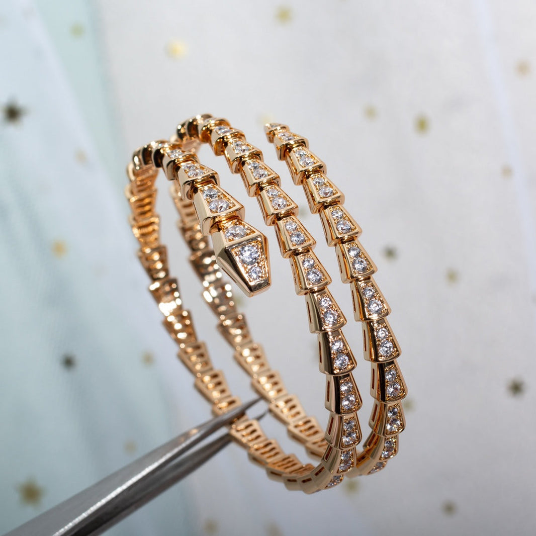 [Luna Brilliance]SERPENTI BRACELET PINK GOLD DIAMOND DOUBLE ROW