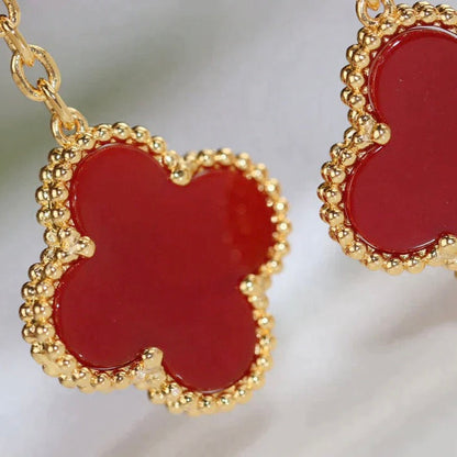 [Lunabriance]CLOVER  2 MOTIF  TIGER EYE CARNELIAN EARRINGS