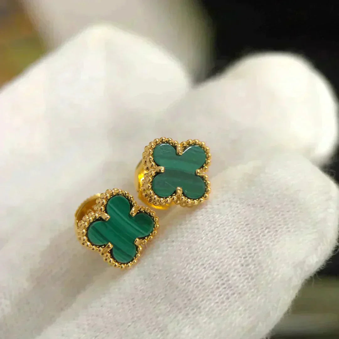 [Lunabriance]CLOVER MINI 9.5MM MALACHITE  EARRINGS