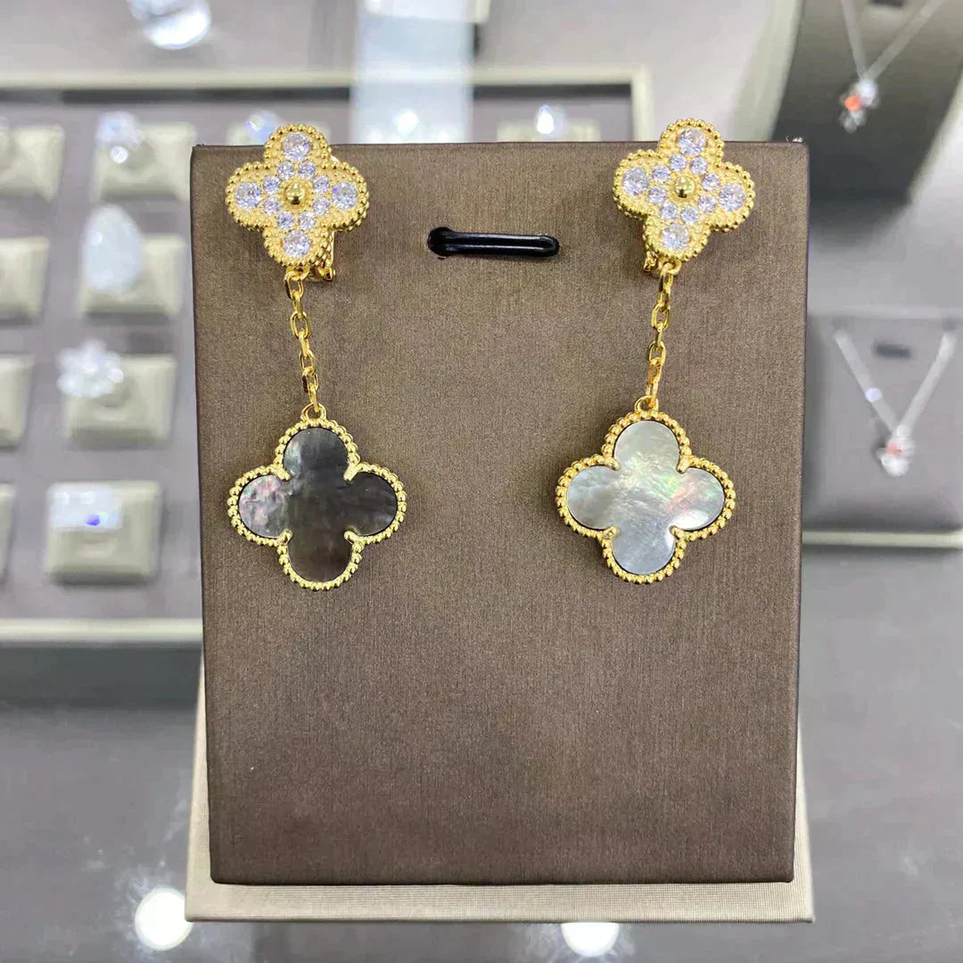 [Lunabriance]CLOVER  2 MOTIFS  DIAMOND  EARRINGS (MULTIPLE CHOICESç´