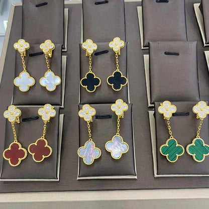 [Lunabriance]CLOVER  2 MOTIFS  DIAMOND  EARRINGS (MULTIPLE CHOICESç´