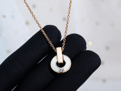 [Luna Brilliance]GARI NECKLACE PINK GOLD MOP
