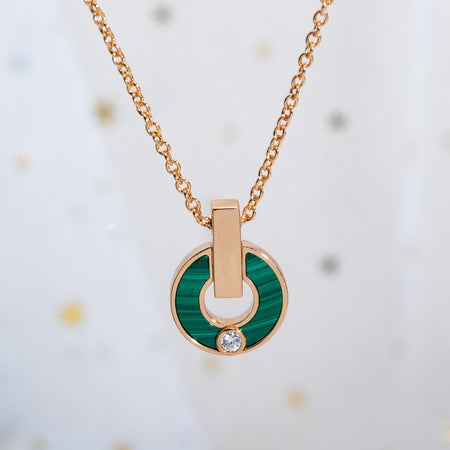 [Luna Brilliance]GARI NECKLACE PINK GOLD MALACHITE