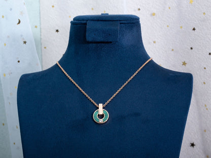 [Luna Brilliance]GARI NECKLACE PINK GOLD MALACHITE