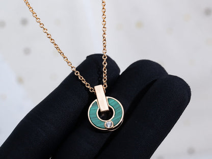 [Luna Brilliance]GARI NECKLACE PINK GOLD MALACHITE