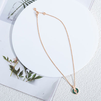 [Luna Brilliance]GARI NECKLACE PINK GOLD MALACHITE