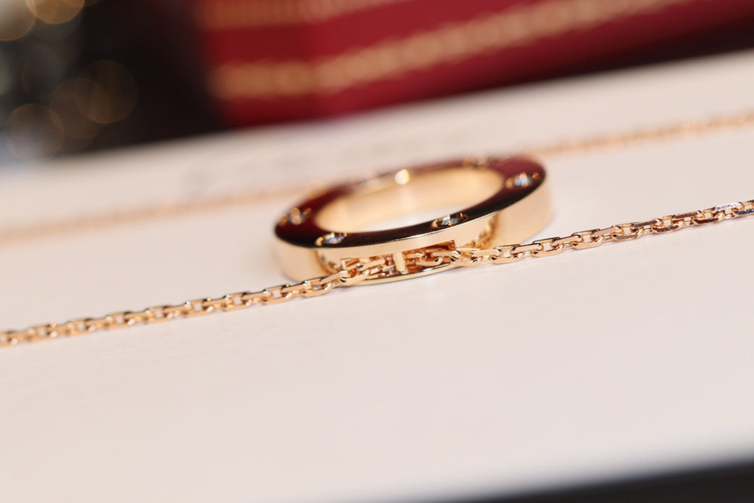 [Lunabriance]LOVE NECKLACE 16MM 6 DIAMONDS PINK GOLD