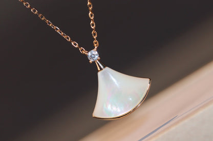 [Luna Brilliance]DREAM NECKLACE WHITE MOP PINK GOLD 1 DIAMOND