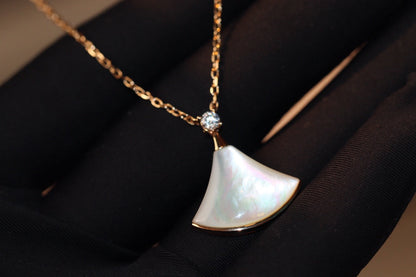 [Luna Brilliance]DREAM NECKLACE WHITE MOP PINK GOLD 1 DIAMOND