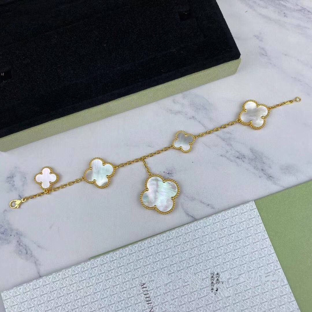 [Lunabriance]MAGIC CLOVER MOP GOLD BRACELET 5 MOTIFS