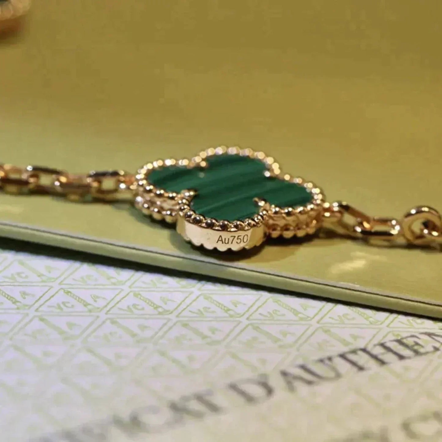 [Lunabriance]CLOVER 5 MOTIFS MALACHITE BRACELET