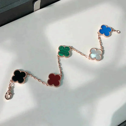 [Luna Brilliance]CLOVER 5 MOTIFS MULTICOLOR BRACELET
