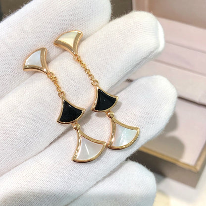 [Luna Brilliance]DREAM EARRINGS 3 MOTIFS ONYX MOP PINK GOLD