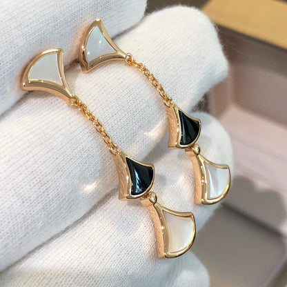 [Luna Brilliance]DREAM EARRINGS 3 MOTIFS ONYX MOP PINK GOLD