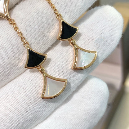 [Luna Brilliance]DREAM EARRINGS 3 MOTIFS ONYX MOP PINK GOLD