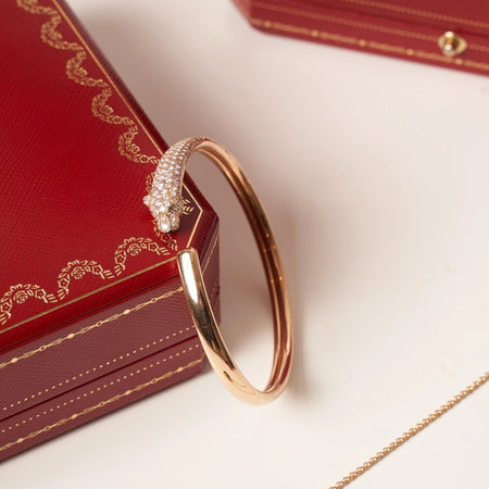 [Luna Brilliance]PANTHERE ROSE GOLD DIAMOND OPEN BRACELET
