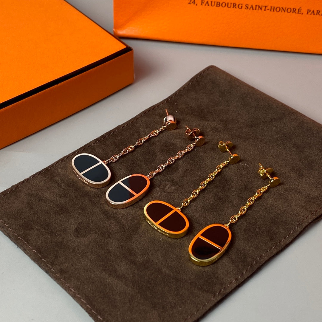 [Lunabriance]CHAINE VERSO BLACK CERAMIC EARRINGS