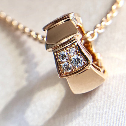 [Luna Brilliance]SERPENTI PEDANT DIAMOND PINK GOLD NECKLACE