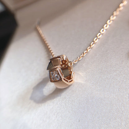 [Luna Brilliance]SERPENTI PEDANT DIAMOND PINK GOLD NECKLACE