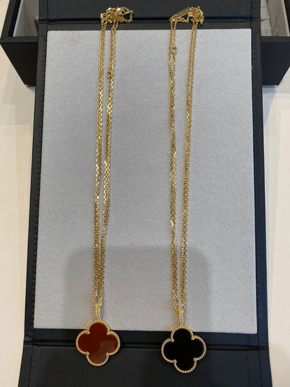 [Lunabriance]CLOVER 25MM NECKLACE GOLD CARNELIAN