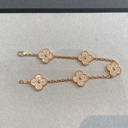 [Lunabriance]CLOVER 5 MOTIFS  FULL DIAMOND BRACELET
