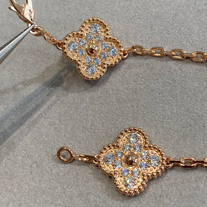 [Lunabriance]CLOVER 5 MOTIFS  FULL DIAMOND BRACELET