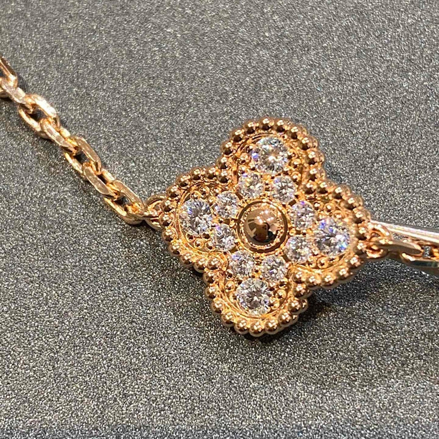 [Lunabriance]CLOVER 5 MOTIFS  FULL DIAMOND BRACELET