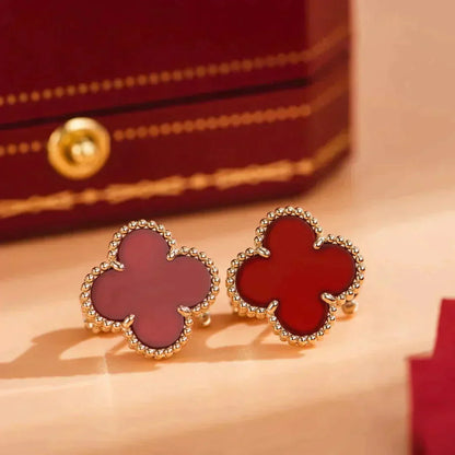 [Lunabriance]CLOVER MEDIUM 1 MOTIFS CARNELIAN  EARRINGS
