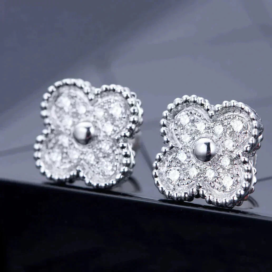 [Lunabriance]CLOVER 1 MOTIFS DIAMOND STUD EARRINGS SILVER