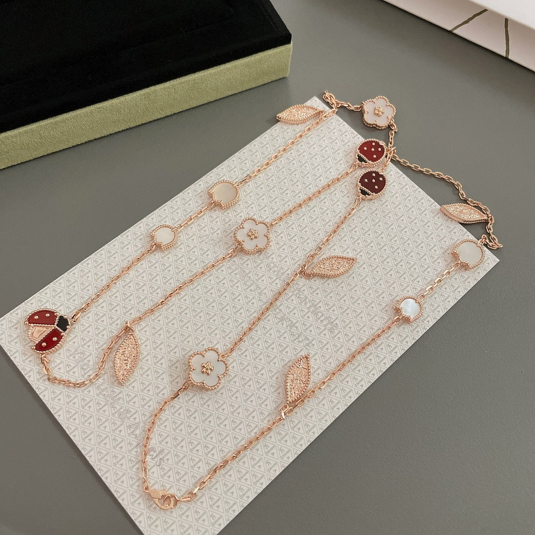 [Lunabriance]LUCKY SPRING 15 MOTIFS ROSE GOLD NECKLACE