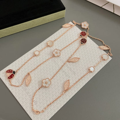 [Lunabriance]LUCKY SPRING 15 MOTIFS ROSE GOLD NECKLACE