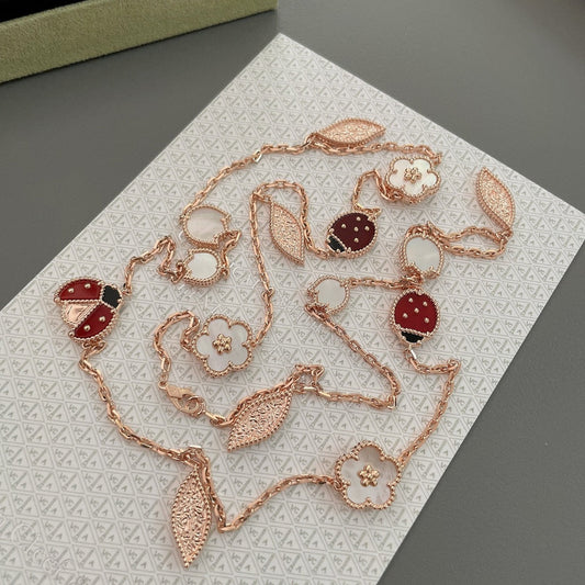 [Lunabriance]LUCKY SPRING 15 MOTIFS ROSE GOLD NECKLACE