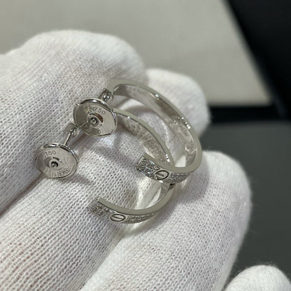 [Lunabriance]LOVE DIAMOND SILVER HOOP EARRINGS