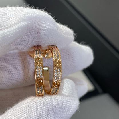 [Lunabriance]LOVE DIAMOND PINK GOLD HOOP EARRINGS