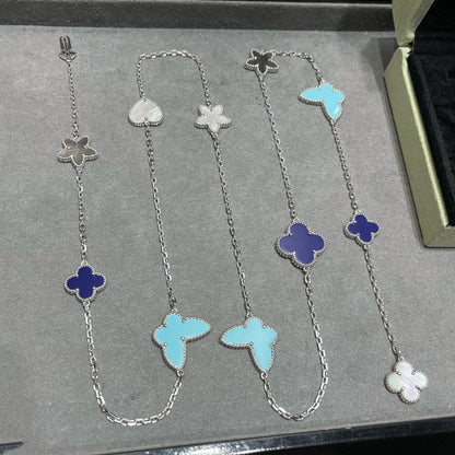 [Lunabriance]LUCKY CLOVER SILVER 11 MOTIF NECKLACE