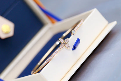 [Lunabriance]IDYLLE PINK GOLD OPEN BRACELET DIAMOND PAVED