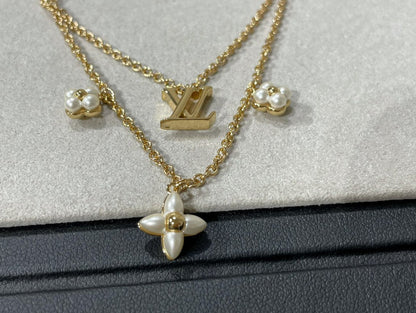 [Lunabriance]FLOWERGRAM GOLD MOP DOUBLE ROW NECKLACE