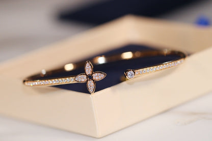 [Lunabriance]IDYLLE GOLD OPEN BRACELET DIAMOND PAVED