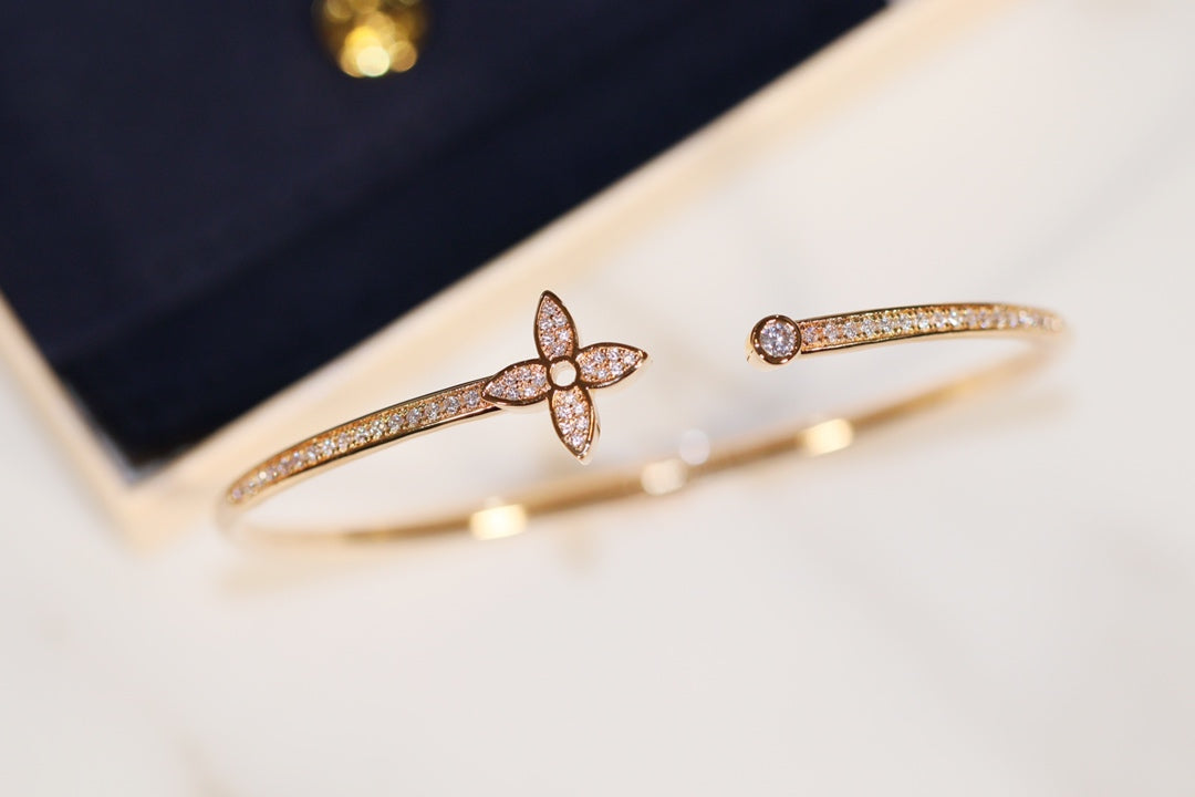 [Lunabriance]IDYLLE GOLD OPEN BRACELET DIAMOND PAVED