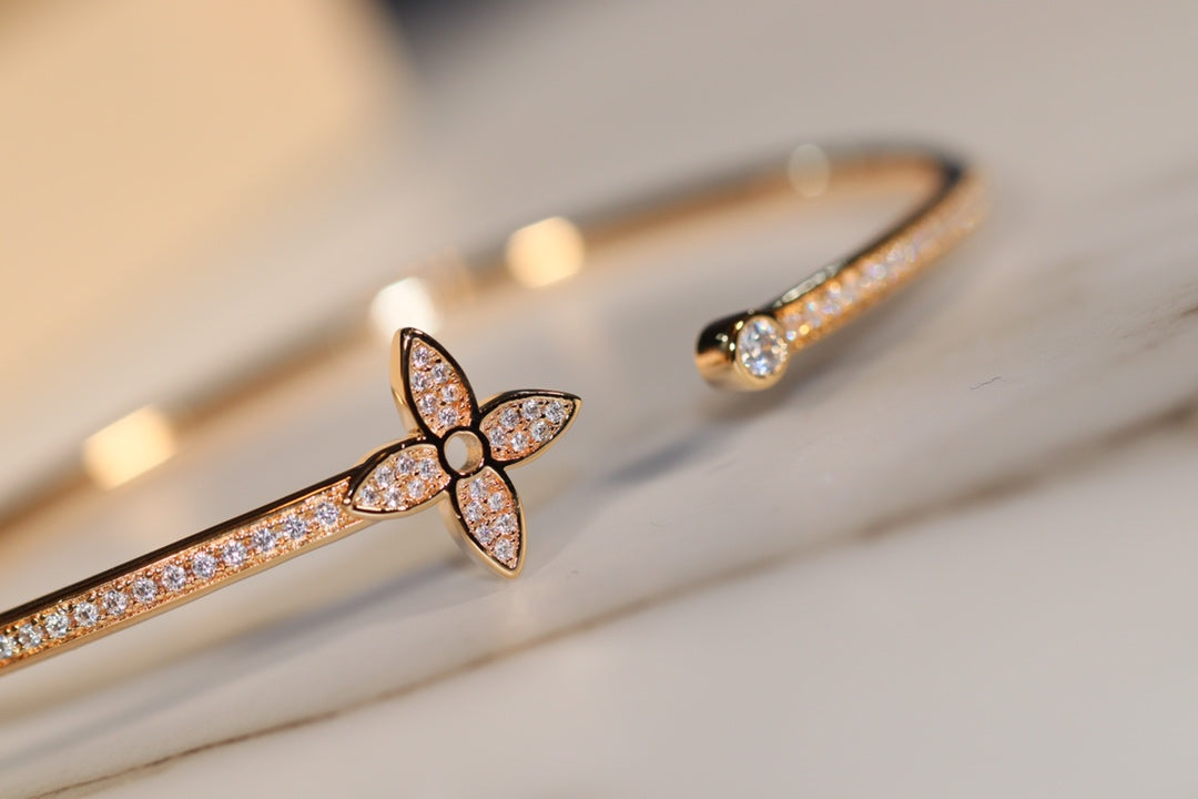 [Lunabriance]IDYLLE GOLD OPEN BRACELET DIAMOND PAVED