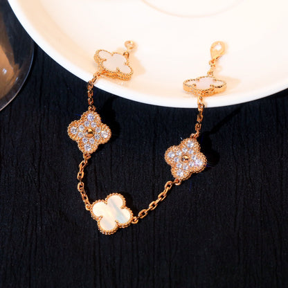 [Lunabriance]CLOVER BRACELET 5 MOTIF WHITE MOP DIAMOND