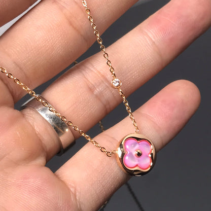 [Lunabriance]COLOR BLOSSOM PINK MOP SUN GOLD NECKLACE
