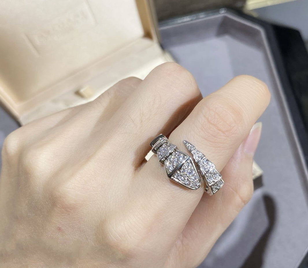 [Luna Brilliance]SERPENTI LARGE RING SILVER DIAMOND PAVED