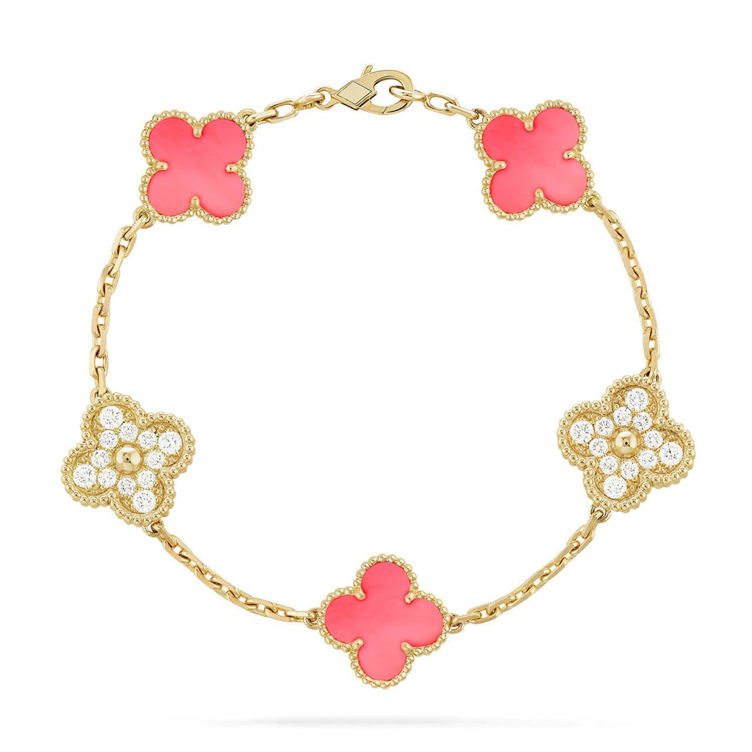 [Luna Brilliance] CLOVER 5 MOTIFS  PINK MOP BRACELET COLLECTION