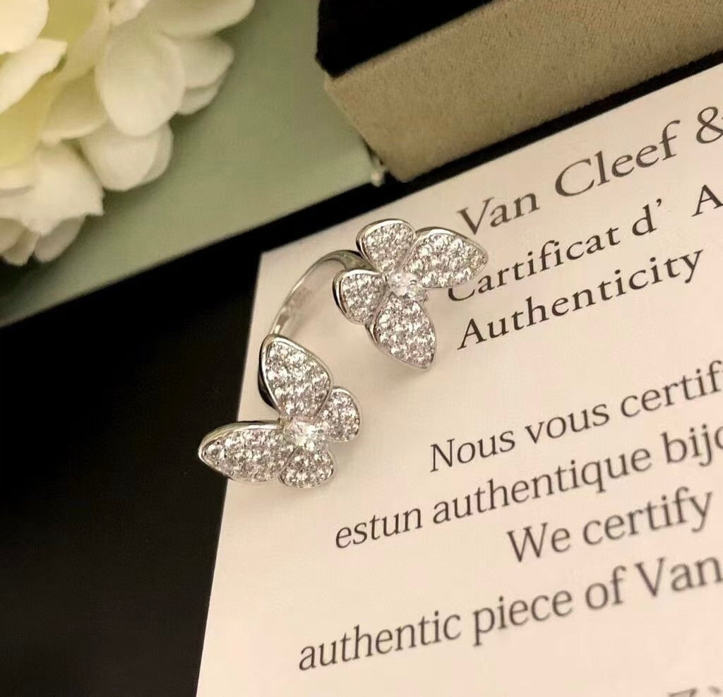 [Luna Brilliance]TWIN SILVER BUTTERFLY DIAMOND RING